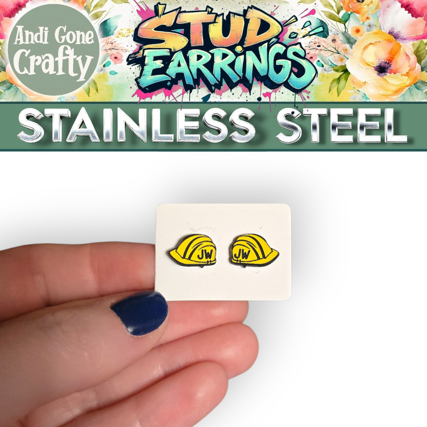 LDC - Wood Hardhat Earrings - Stainless Steel