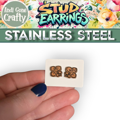 Bee w/Flower - JW Stud Earring - Stainless Steel Posts