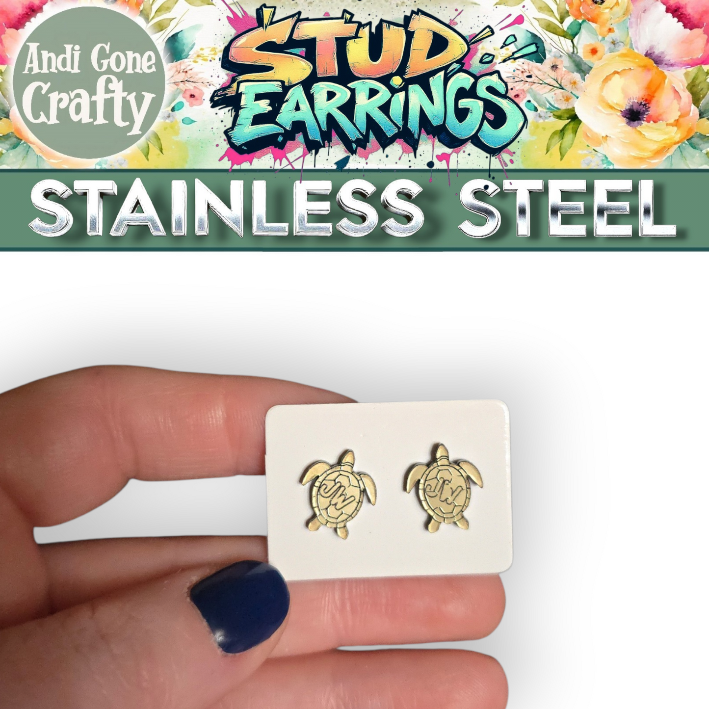 Sea Turtle - JW Stud Earring - Stainless Steel Posts
