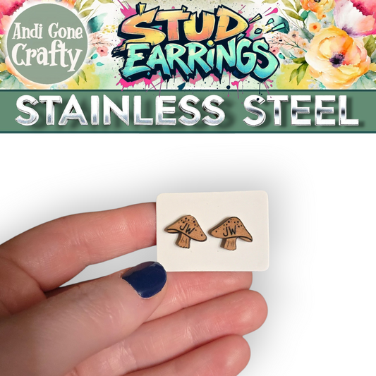 Mushroom - JW Stud Earring - Stainless Steel Posts