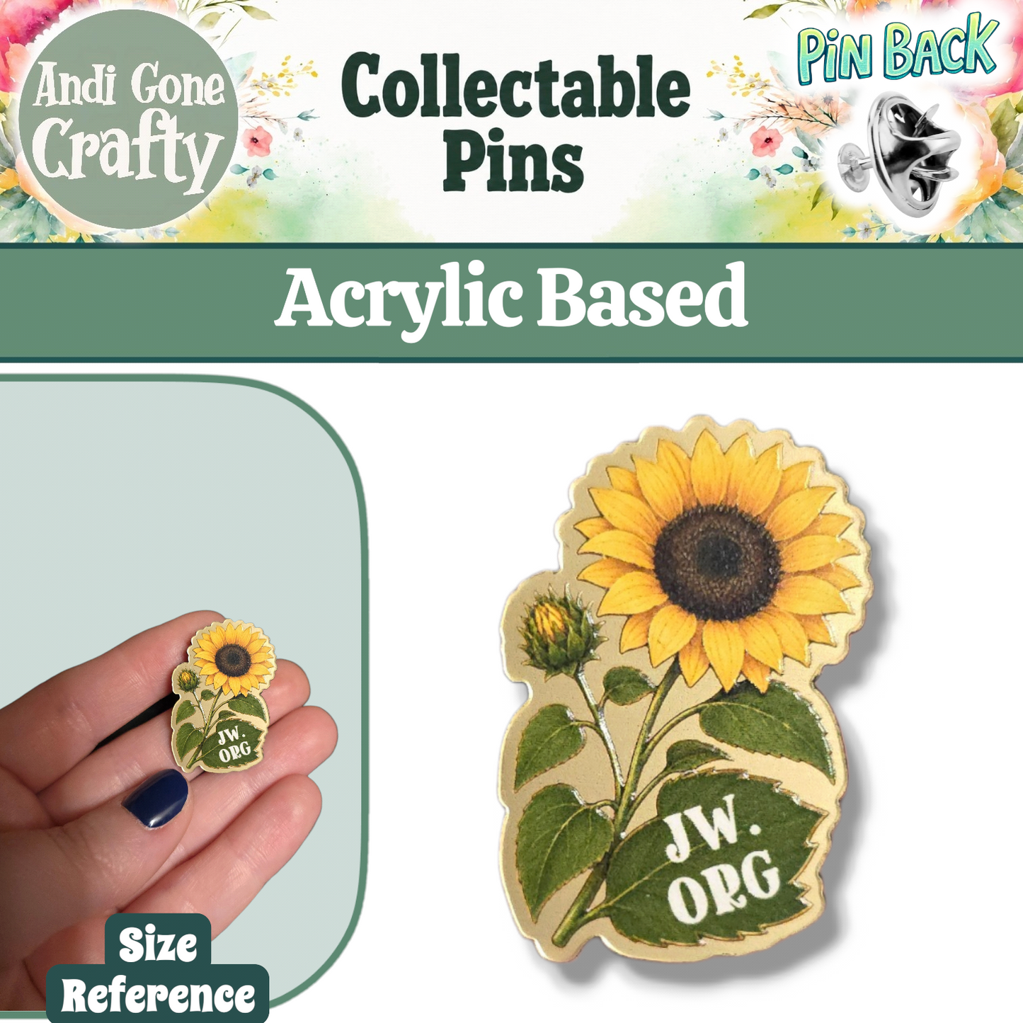 Sunflower Flower Pin - JW.ORG - JW Gifts and Souvenirs