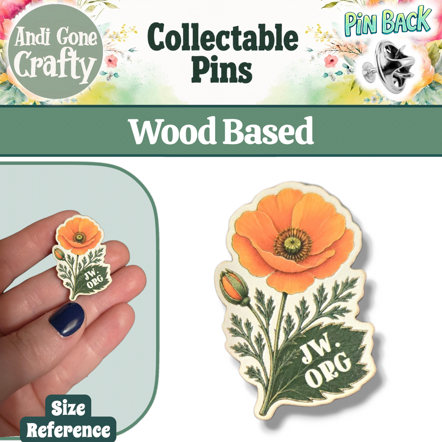 CA Poppy Flower Pin - JW.ORG - JW Gifts and Souvenirs