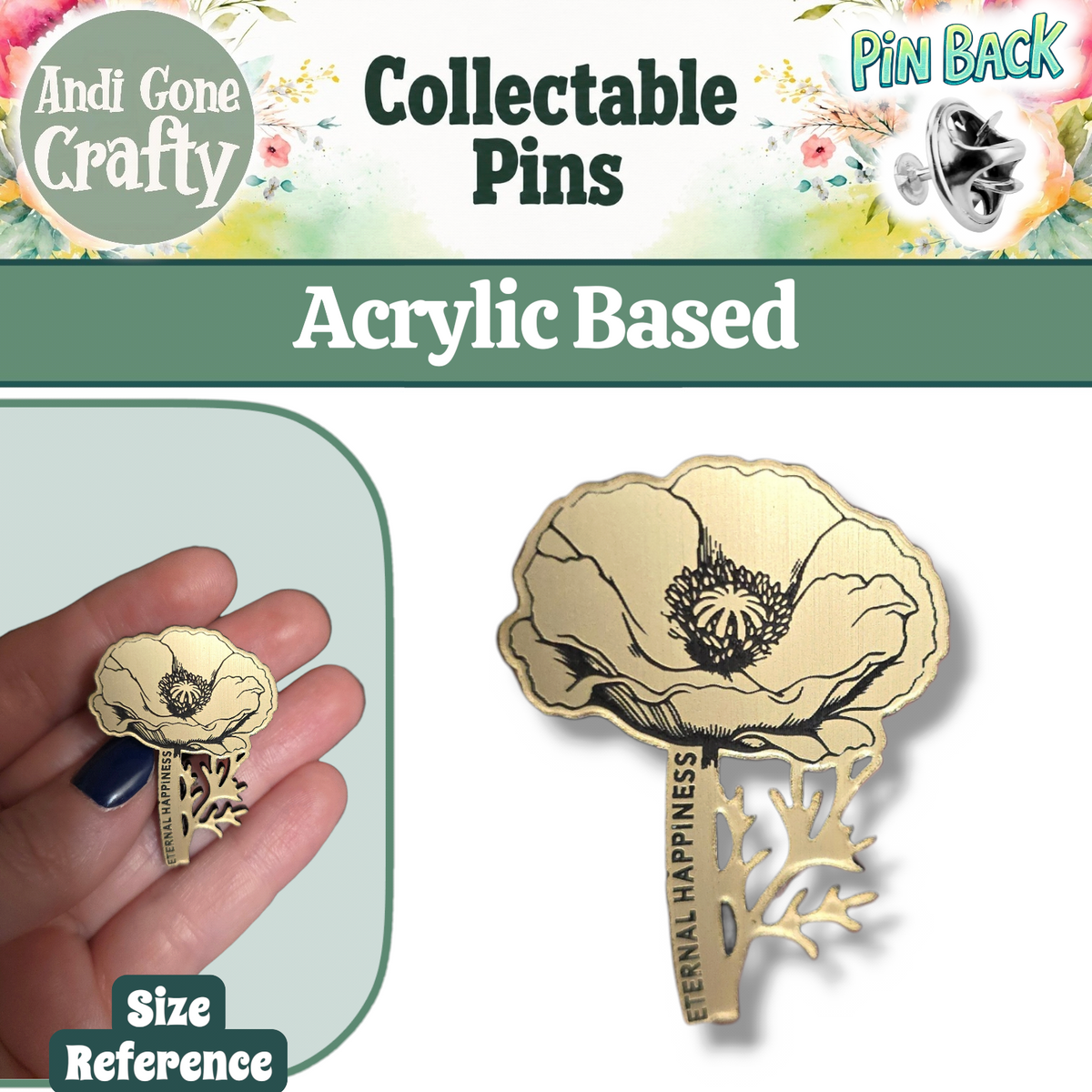 Gold Poppy w/ Branches - Eternal Happiness - 2026 Convention - JW Pin
