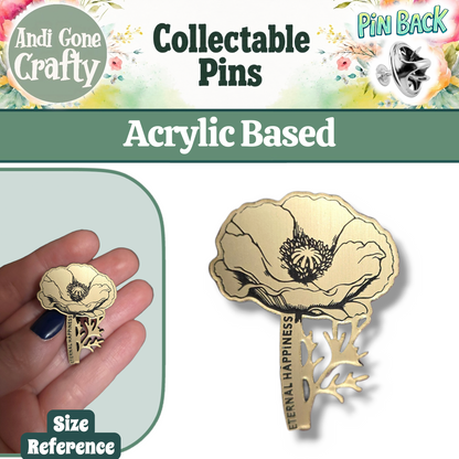 Gold Poppy w/ Branches - Eternal Happiness - 2026 Convention - JW Pin