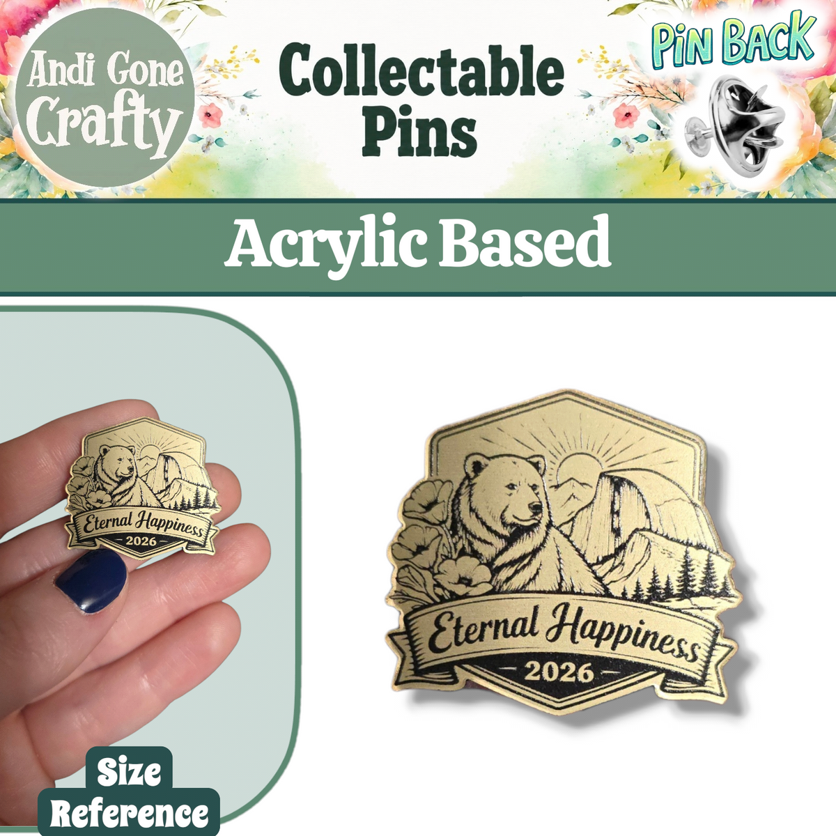 CA Bear (Badge Version) - 2026 Eternal Happiness Convention - JW Pin - Cherry Wood