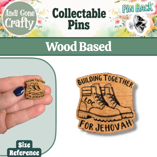 Building Together for Jehovah - Boots - LDC - JW Pin - Cherry Wood