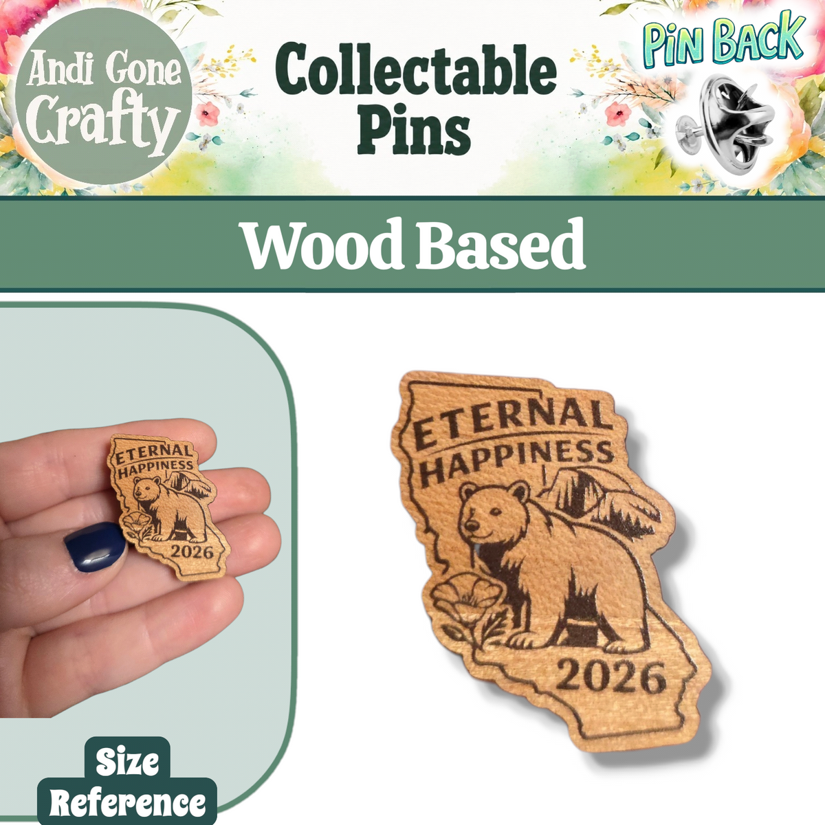 CA Bear (Simple Version) - 2026 Eternal Happiness Convention - JW Pin - Cherry Wood