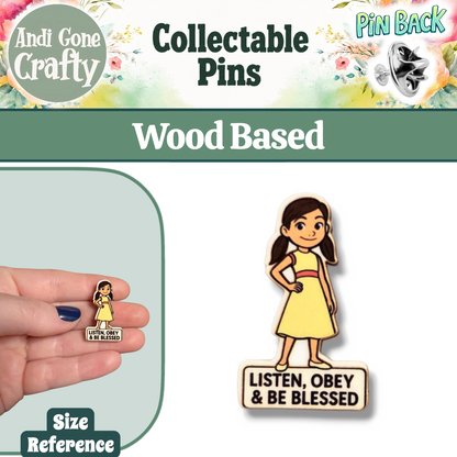 Girl - Listen, Obey and Be Blessed - JW Kids Pin - JW Gifts and Souvenirs