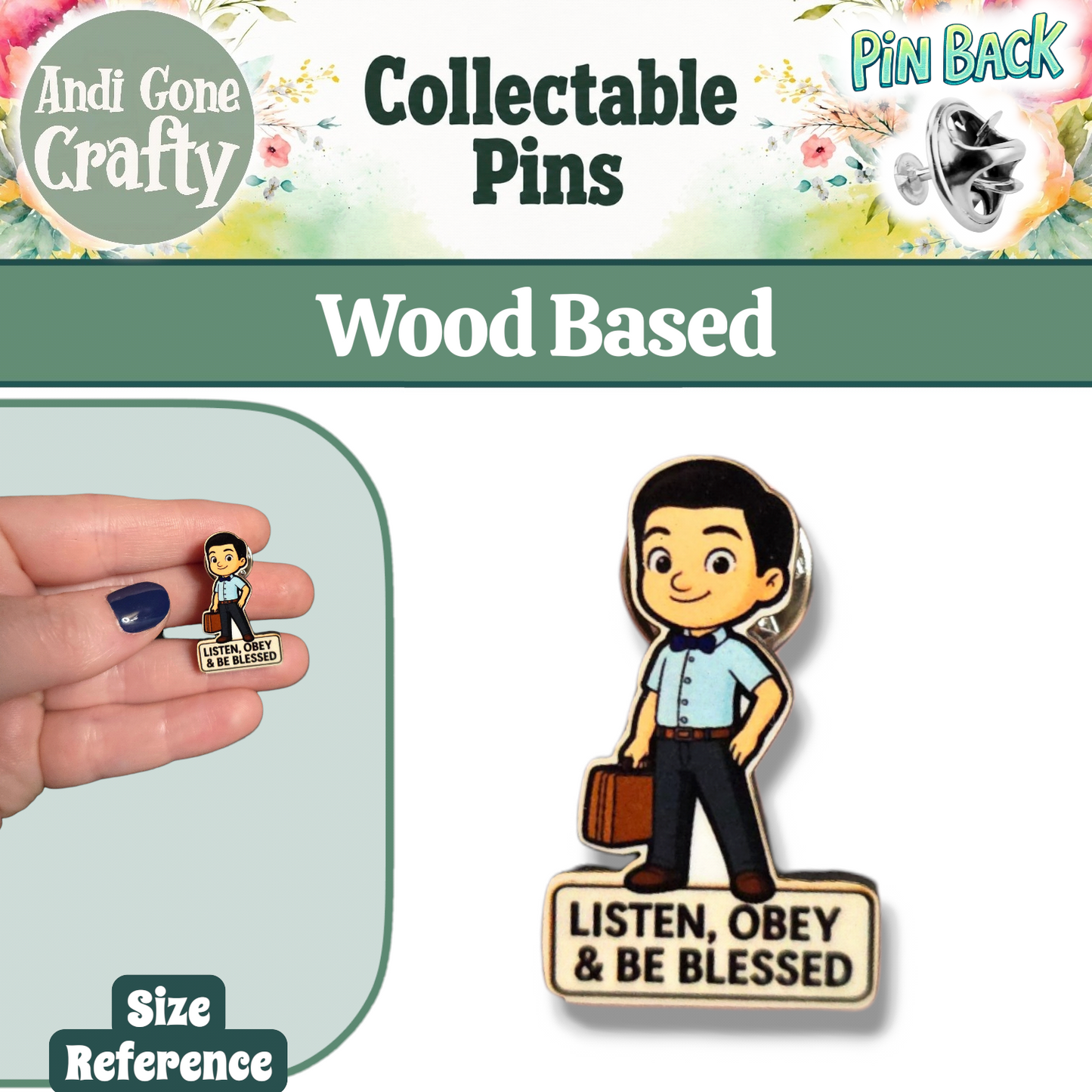Boy - Listen, Obey and Be Blessed - JW Kids Pin - JW Gifts and Souvenirs