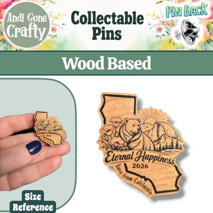 CA Bear (With Love from CA) - 2026 Eternal Happiness Convention - JW Pin - Cherry Wood