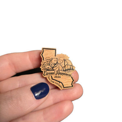 CA Bear (With Love from CA) - 2026 Eternal Happiness Convention - JW Pin - Cherry Wood