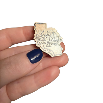 CA Bear (With Love from CA) - 2026 Eternal Happiness Convention - JW Pin - Cherry Wood