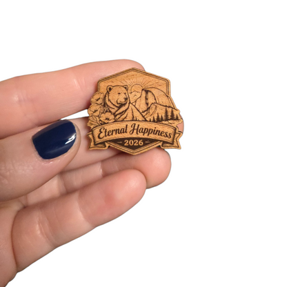 CA Bear (Badge Version) - 2026 Eternal Happiness Convention - JW Pin - Cherry Wood