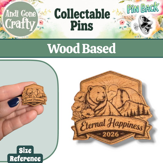 CA Bear (Badge Version) - 2026 Eternal Happiness Convention - JW Pin - Cherry Wood