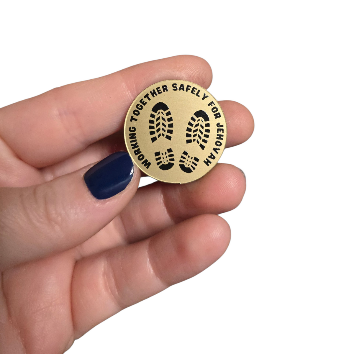 Working Together Safety for Jehovah - Feet Prints - LDC - JW Pin - Cherry Wood