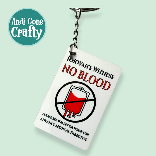 JW - No Blood Keychain Double Sided