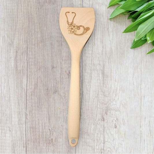Cucharas de cocina de madera grabadas - Salud - Estetoscopio