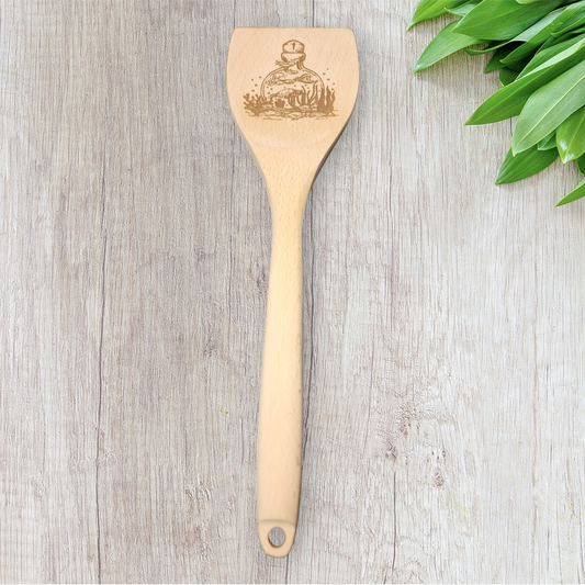 Cucharas de Cocina de Madera Grabadas - Naturaleza Tropical - Tortuga Marina en Tarro de Vidrio