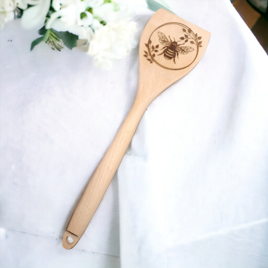 Cucharas de Cocina de Madera Grabadas - Circle Bee