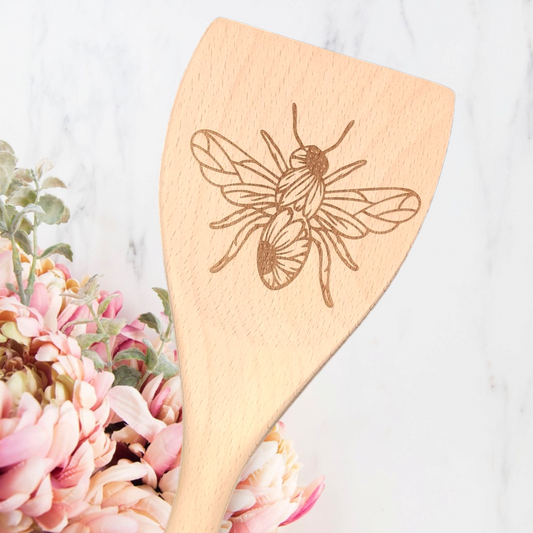 Cucharas de Cocina de Madera Grabadas - Abeja Girasol Interno