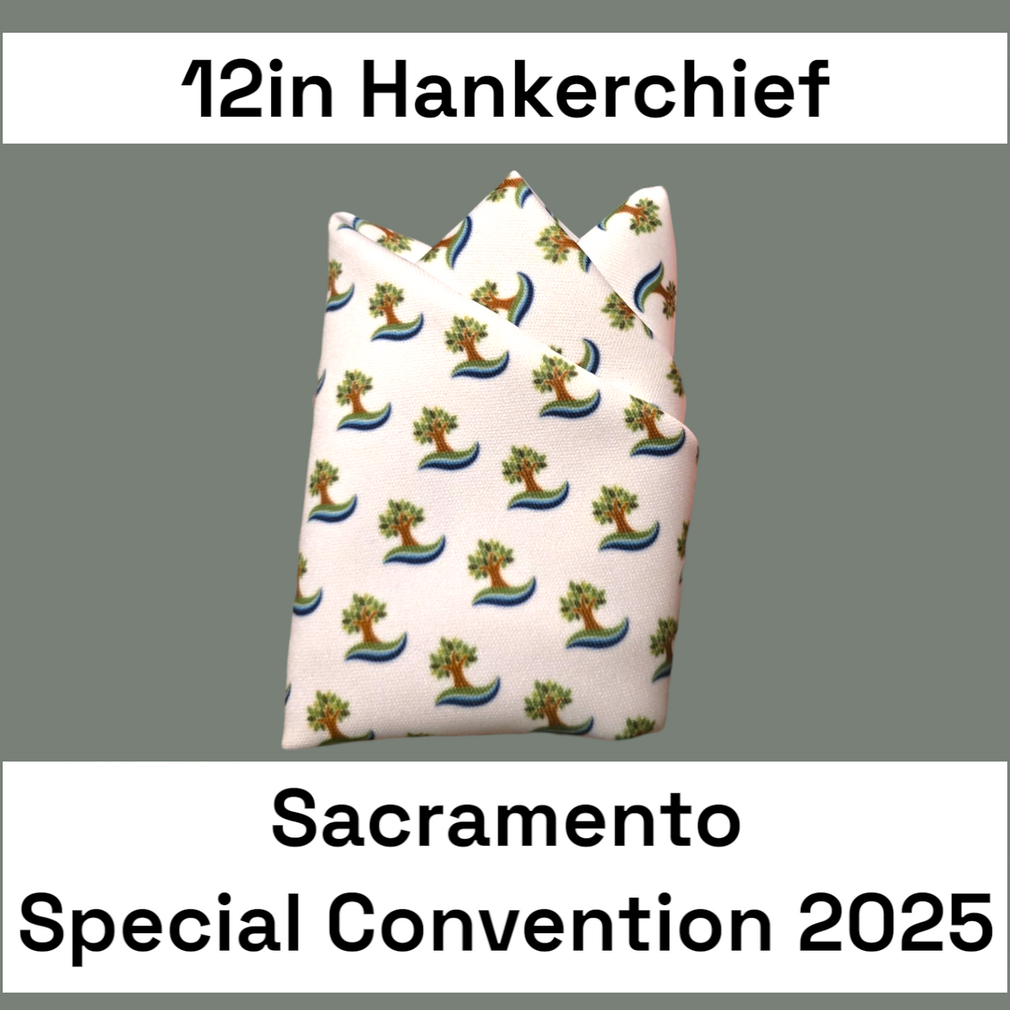 12 in White Handkerchief - Sacramento Special Convention Tree Logo
