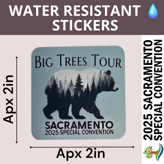 Big Tree Tour - Blue Back - Water Resistant Stickers (Bulk Pack of 12 Stickers)