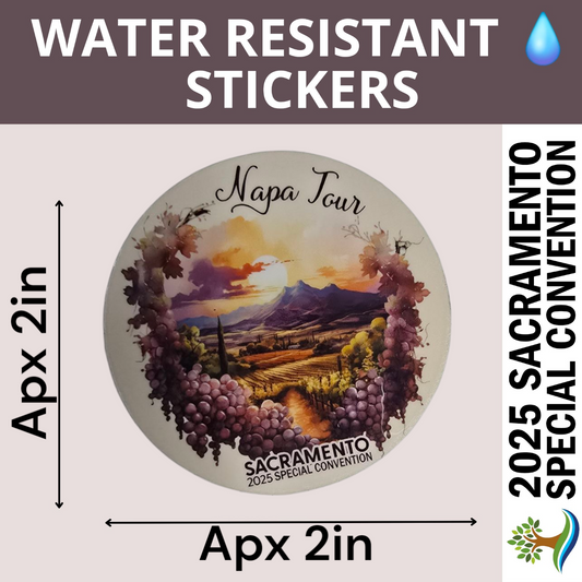 Napa Tour - Water Resistant Stickers (Bulk Pack of 12 Stickers)