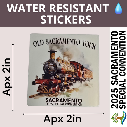 Old Sacramento Tour - Water Resistant Stickers (Bulk Pack of 12 Stickers)