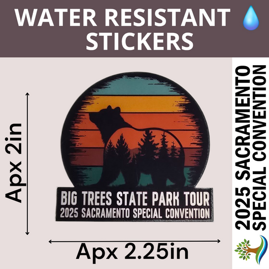 Big Tree Tour - Retro Black - Water Resistant Stickers (Bulk Pack of 12 Stickers)