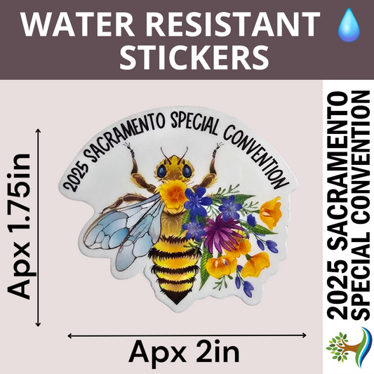 Bee w/ Flowers - Water Resistant Stickers (Bulk Pack of 18 Stickers)