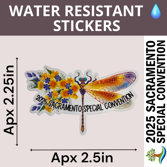 Dragonfly w/ Flowers - Water Resistant Stickers (Bulk Pack of 17 Stickers)