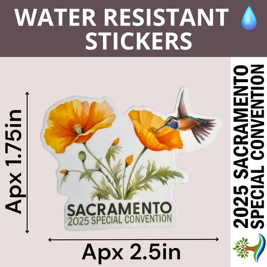 Humming Bird w/ Poppies - Water Resistant Stickers (Bulk Pack of 17 Stickers)