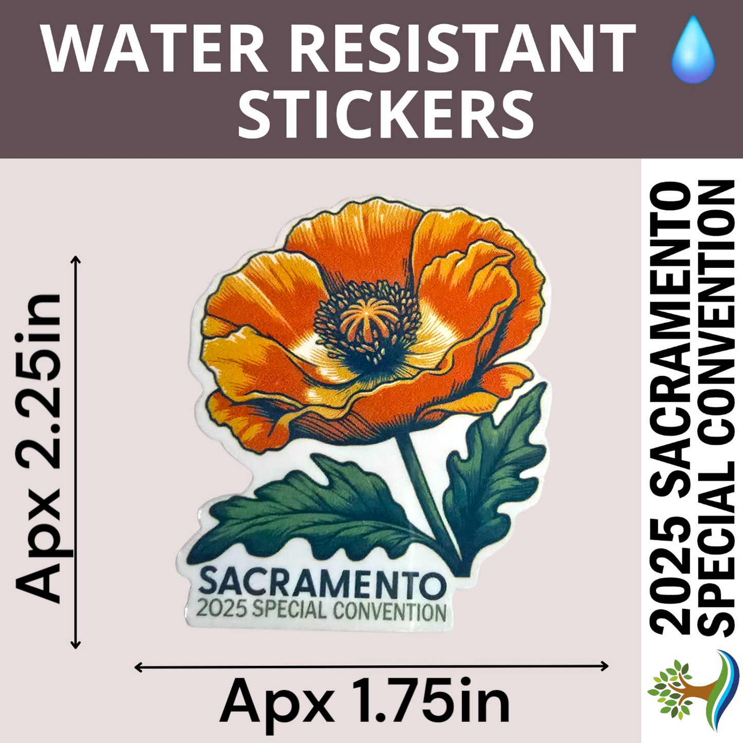 Poppy - Water Resistant Stickers (Bulk Pack of 13 Stickers)