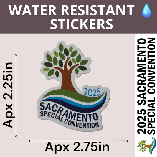 Tree Logo Plain - Sacramento Special Convention - Water Resistant Stickers (Bulk Pack of 16 Stickers)