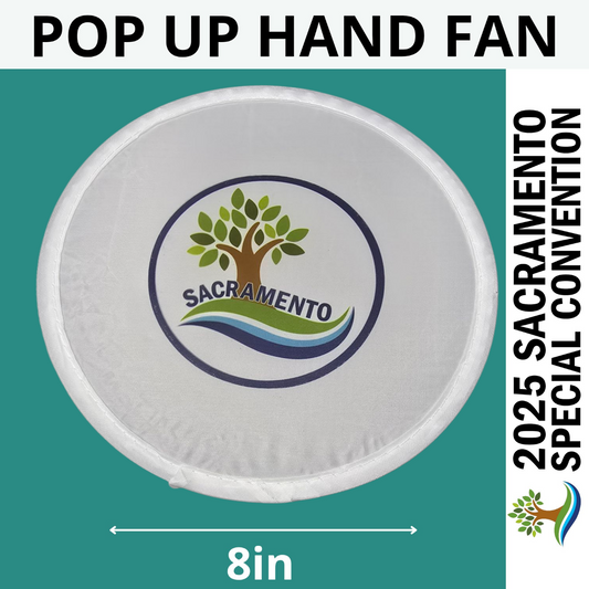 Circle Sacramento - No "Special Convention" Words - Sacramento Special Convention - 8in Pop Up Hand Fan