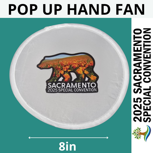 CA Bear - Orange Poppies - Sacramento Special Convention - 8in Pop Up Hand Fan