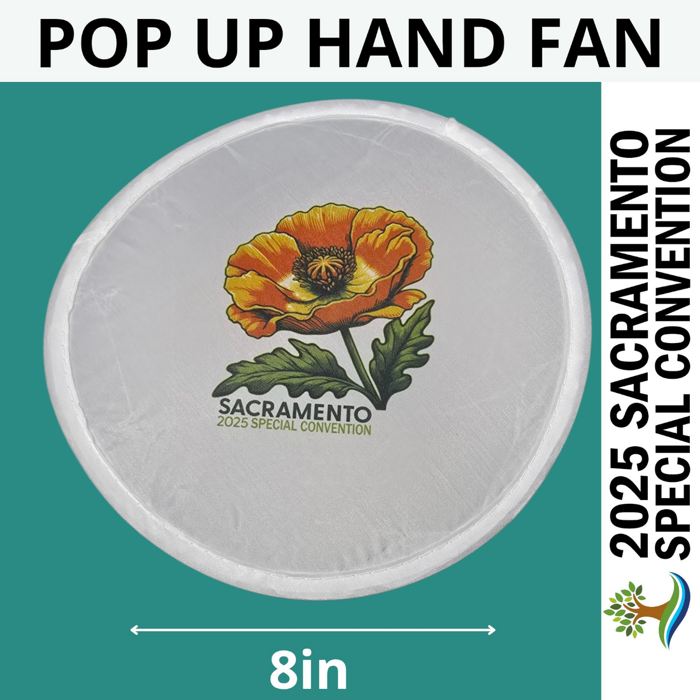Poppy - Sacramento Special Convention - 8in Pop Up Hand Fan