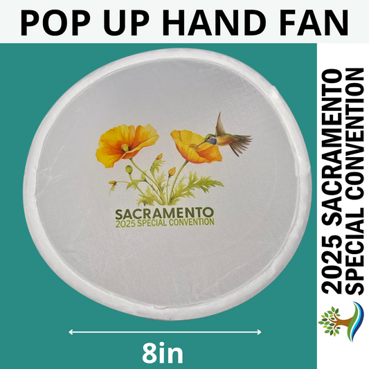 Humming Bird w/ Poppies - Sacramento Special Convention - 8in Pop Up Hand Fan