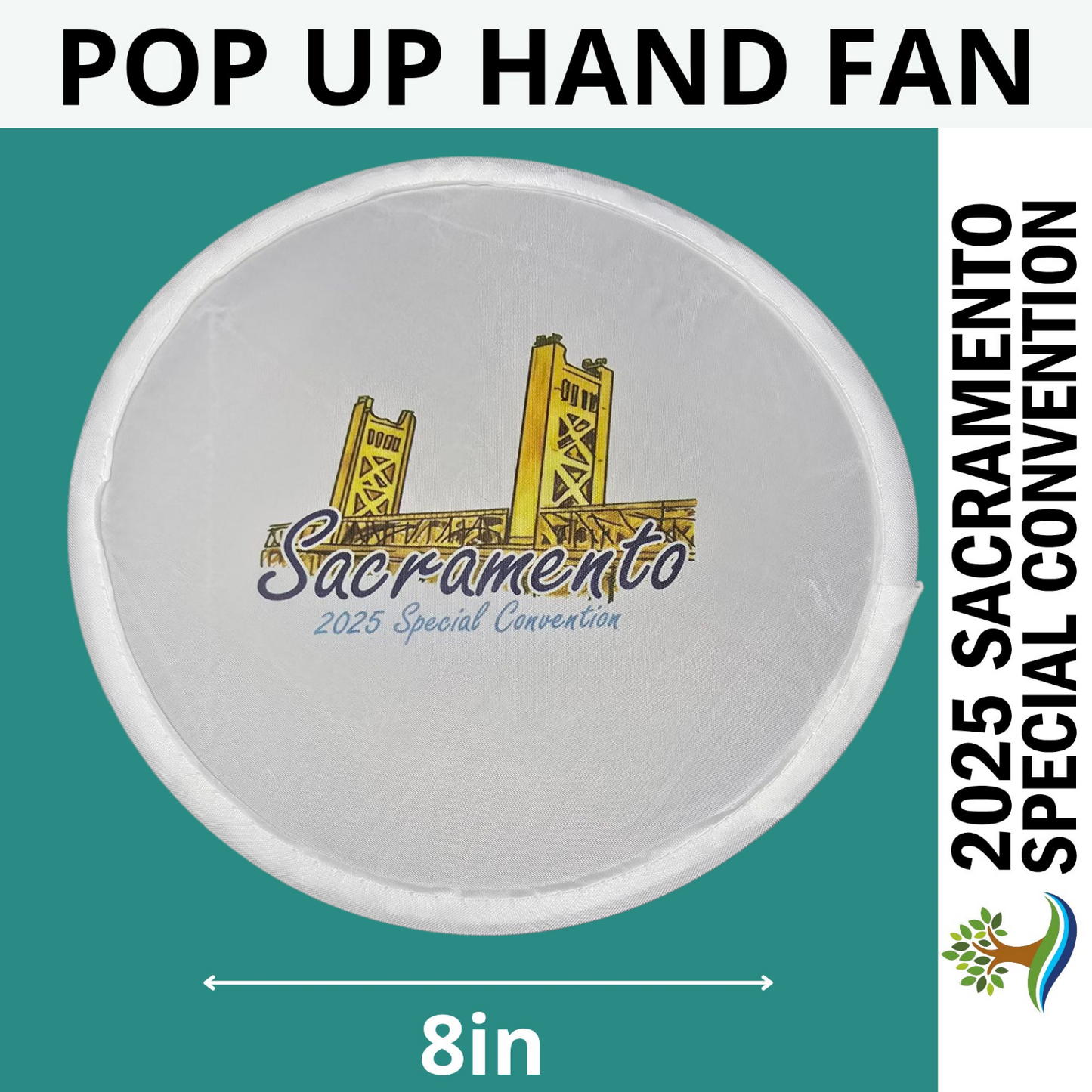 Golden Bridge - Sacramento Special Convention - 8in Pop Up Hand Fan