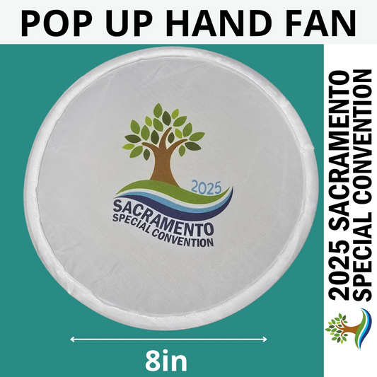 Tree Logo Plain - Sacramento Special Convention - 8in Pop Up Hand Fan
