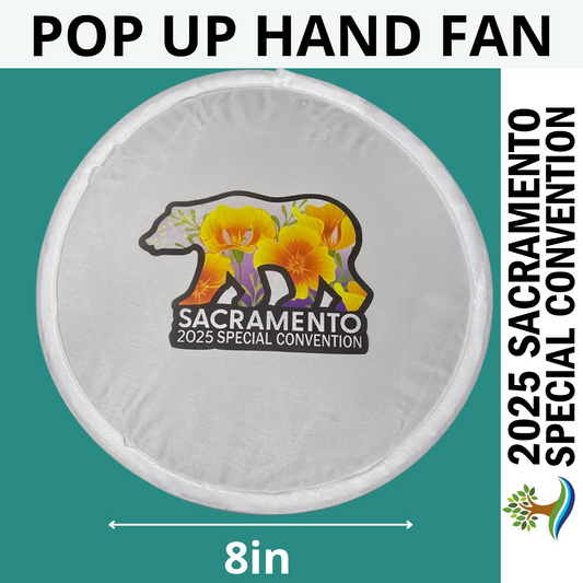 CA Bear - Purple Poppies - Sacramento Special Convention - 8in Pop Up Hand Fan