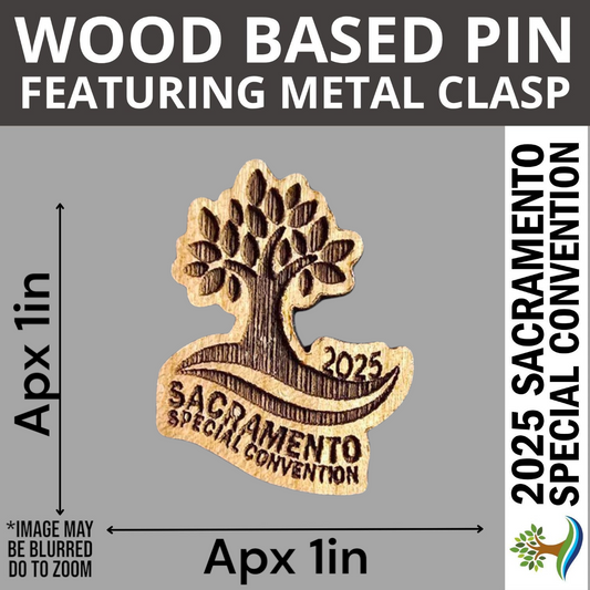 Tree Logo in Cherry Wood - Pin -  - United States Sacramento (California) - 2025 Special Convention of Jehovah's Witnesses - JW Gifts and Souvenirs