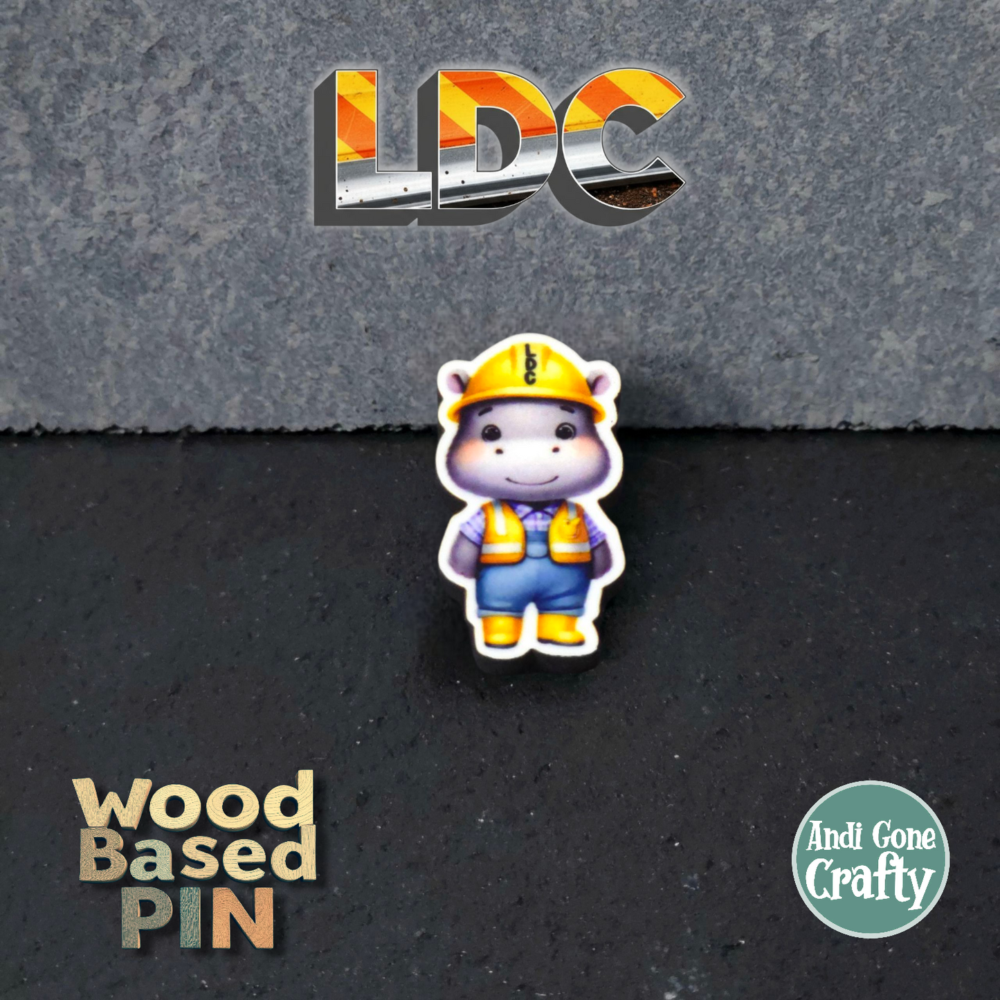 Hippo Full Body - Construction Animals - LDC - JW Pin - Full Color