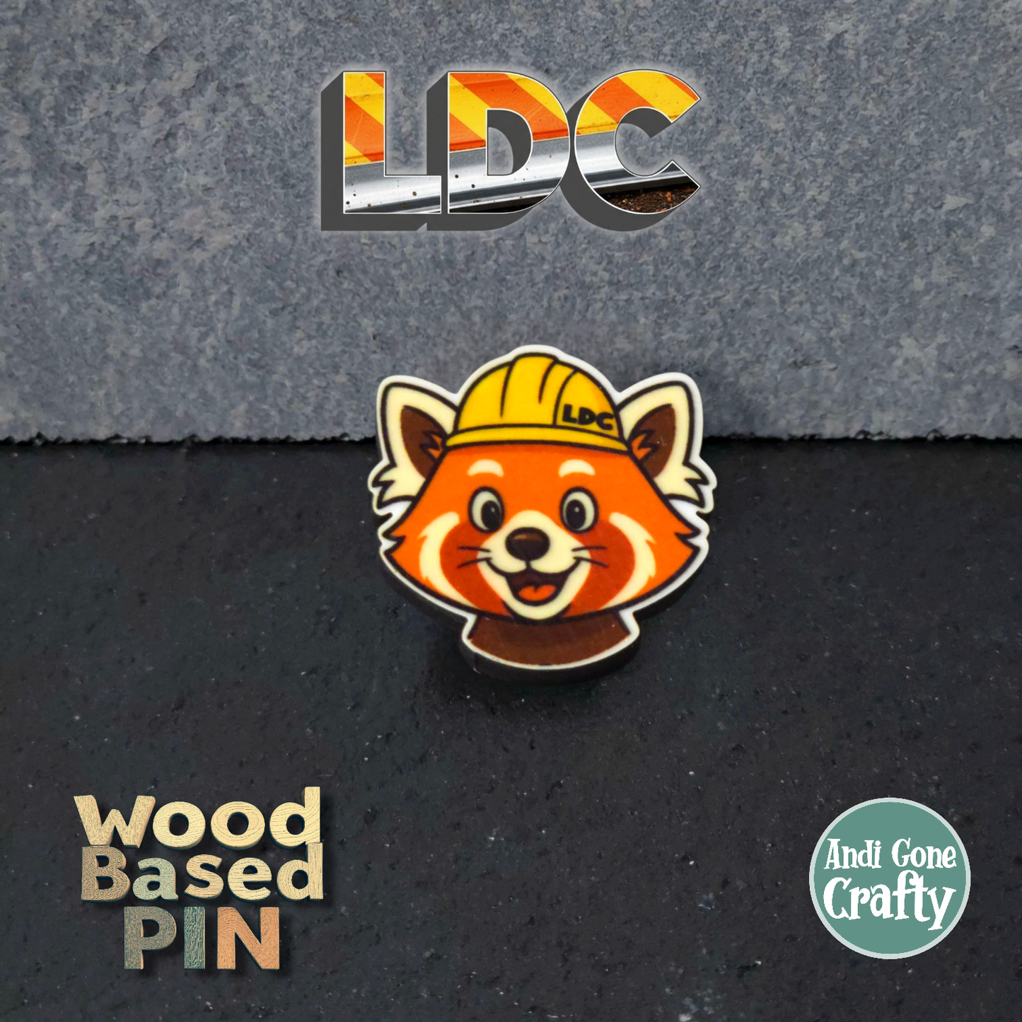 Red Panda Head - Construction Animals - LDC - JW Pin - Full Color