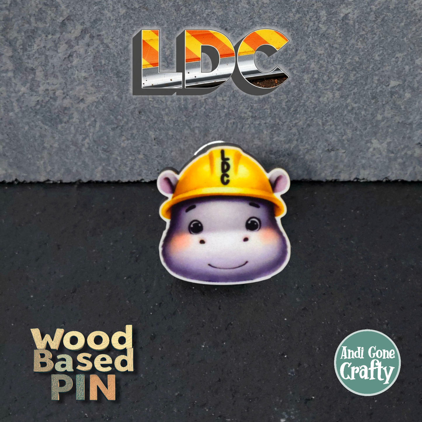 Hippo Head - Construction Animals - LDC - JW Pin - Full Color