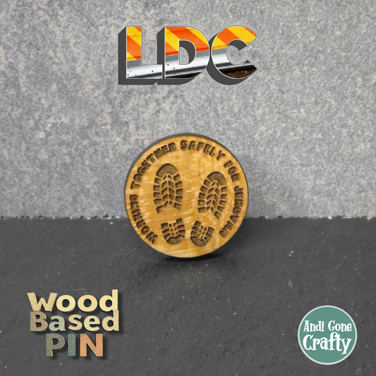 Working Together Safety for Jehovah - Feet Prints - LDC - JW Pin - Cherry Wood
