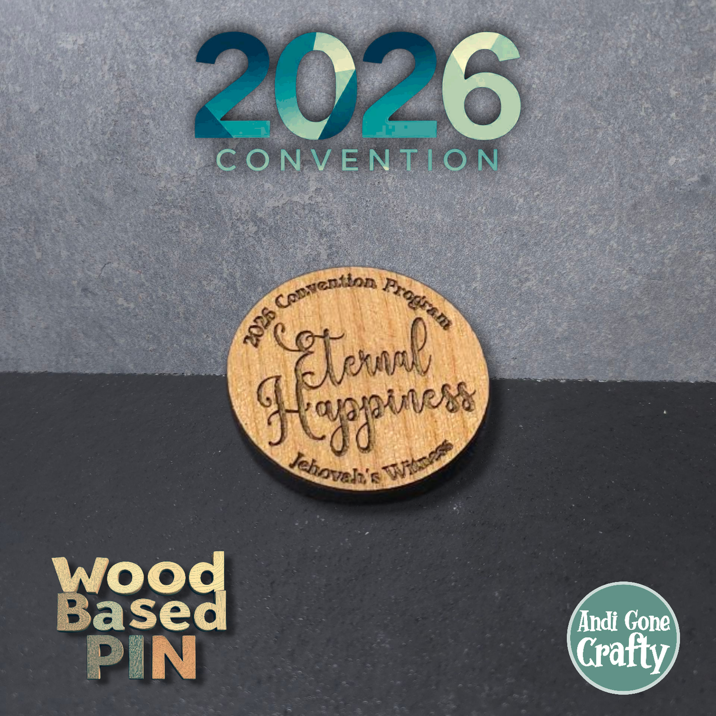 Eternal Happiness - 2026 Convention - JW Pin - Cherry Wood