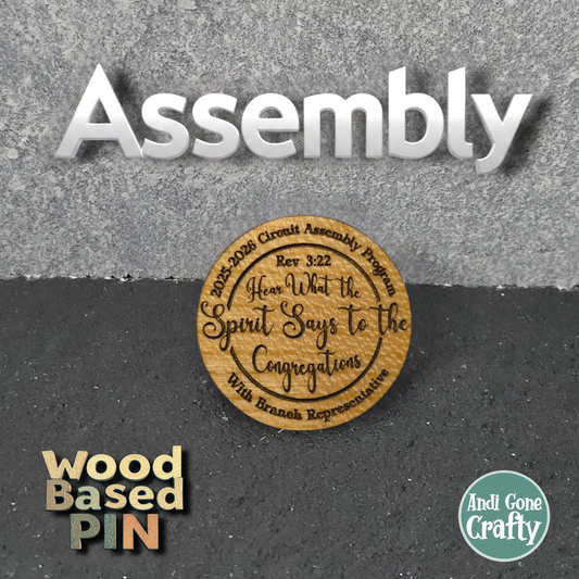 Hear what the spirit says to the congregation - 2025-2026 Assembly w/ branch rep - JW Pin - Cherry Wood