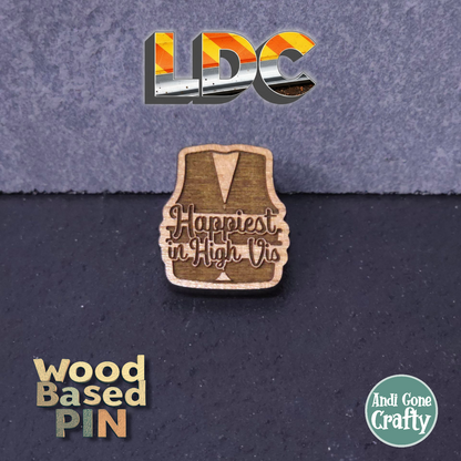 Happiest in High Vis - Safety Vest - LDC - JW Pin - Cherry Wood