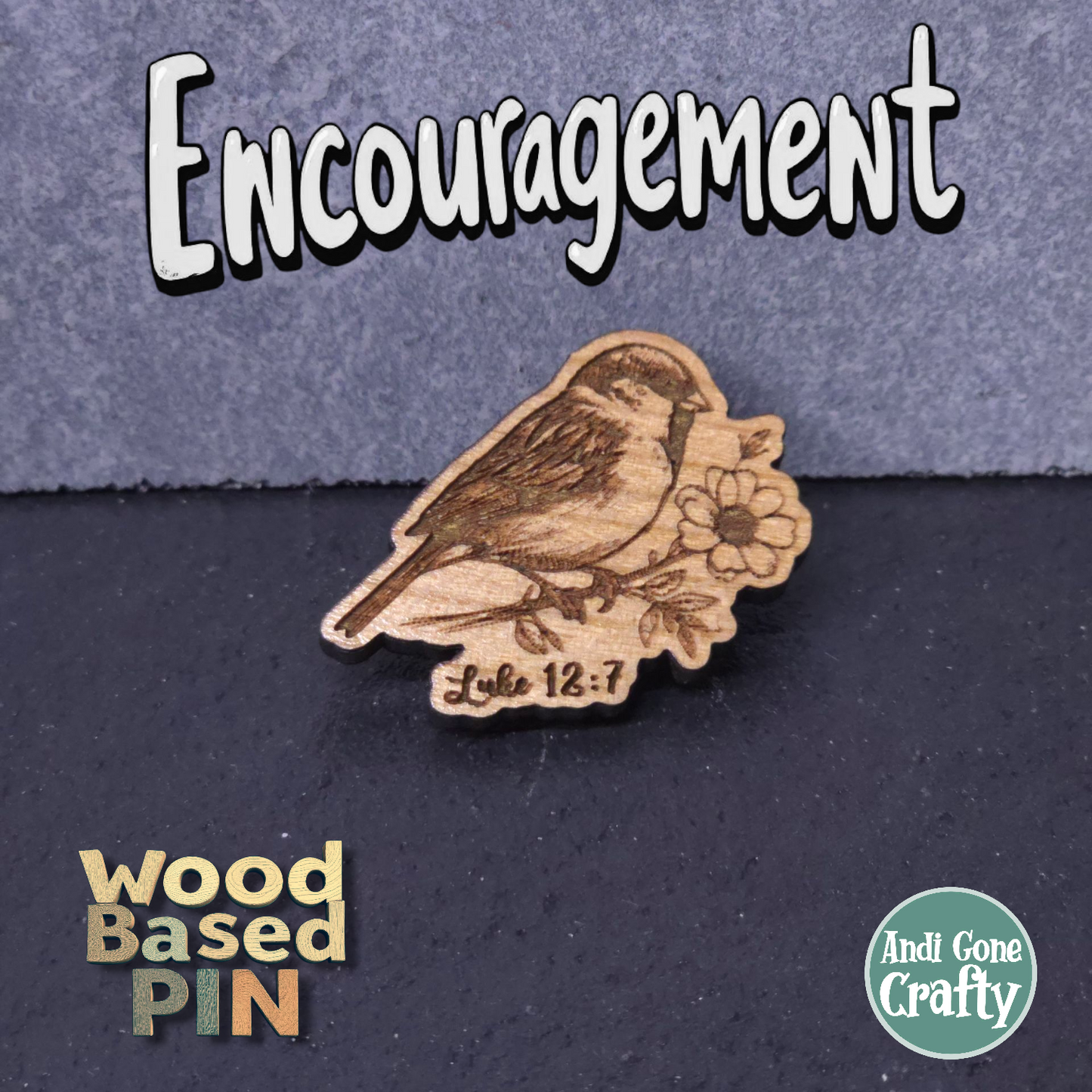 Flower Branch - Sparrow - JW Encourage Pin
